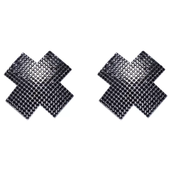 Cottelli - nálepka na bradavky X so štrasom - čierna