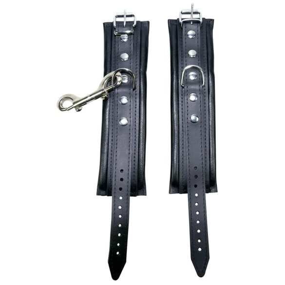 ZADO - kožené putá na zápästia s karabínou - čierne