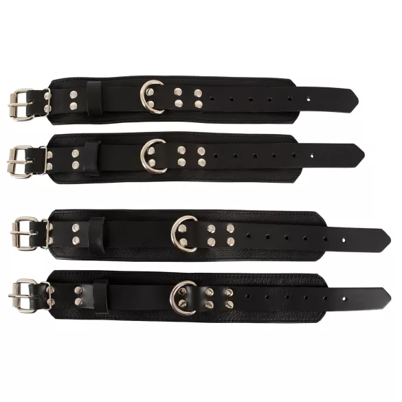 ZADO - posteľné putá - čierna koža - sada