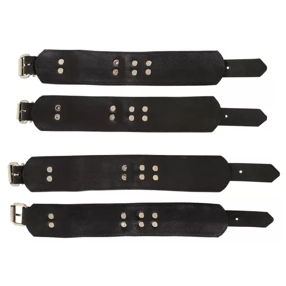 ZADO - posteľné putá - čierna koža - sada