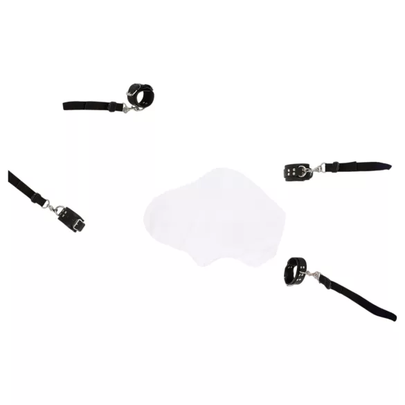 ZADO - posteľné putá - čierna koža - sada