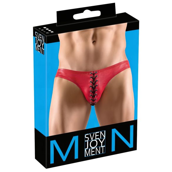 Svenjoyment - čierne čipkované pánske spodky (červené)