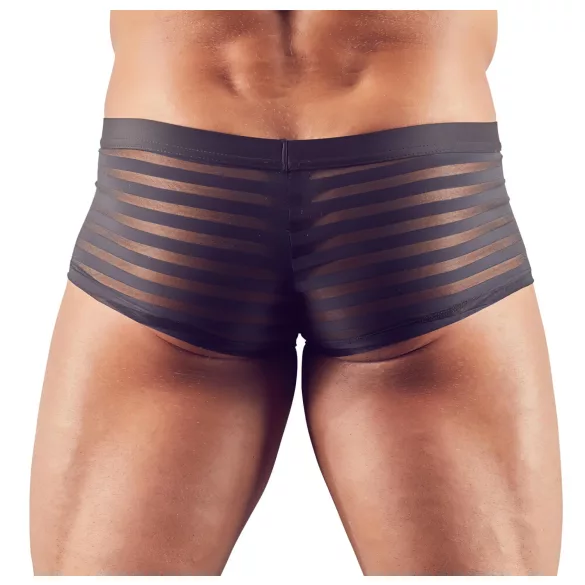 Boxerky - priehľadné s pruhmi - čierne - XXL