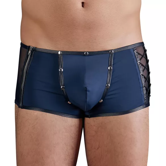 NEK - pánske boxerky - čierne, šnurovanie, sieťovina - modrá