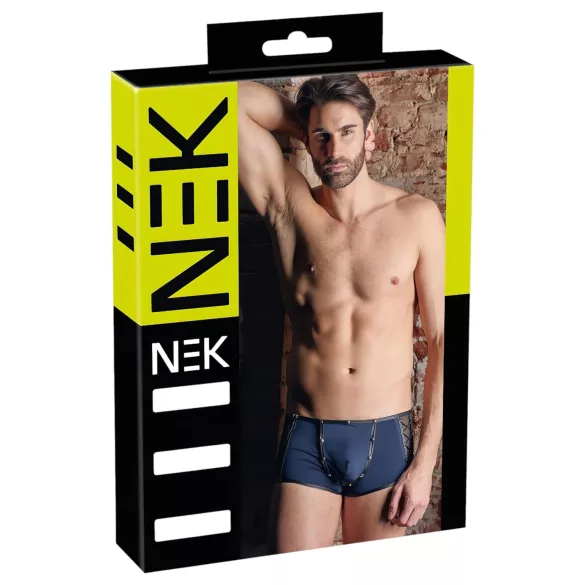 NEK - pánske boxerky - čierne, šnurovanie, sieťovina - modrá - L