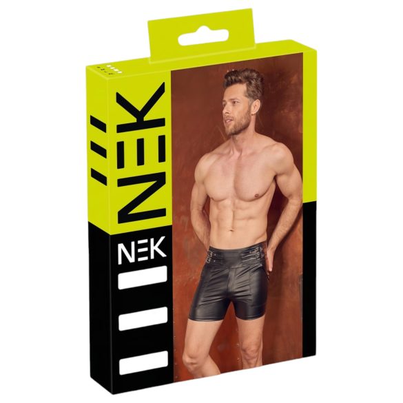 NEK - Predĺžené pánske šortky s kovovou sponou (čierne) - M