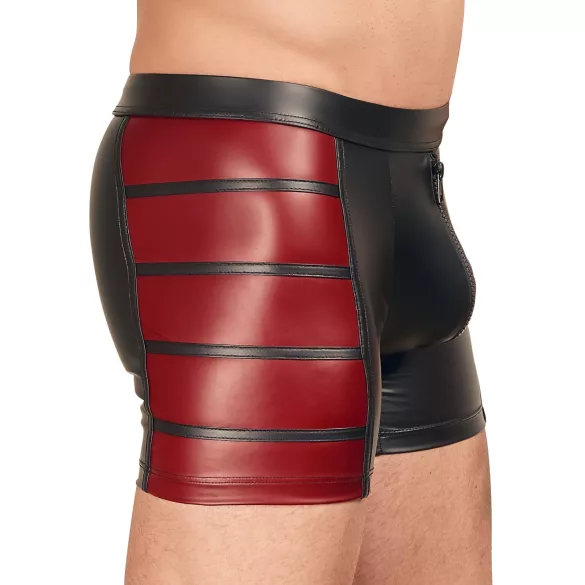 NEK - pánske boxerky na zips - čierne s červenými bočnými vložkami