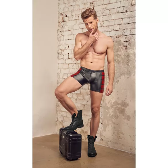 NEK - pánske boxerky na zips - čierne s červenými bočnými vložkami