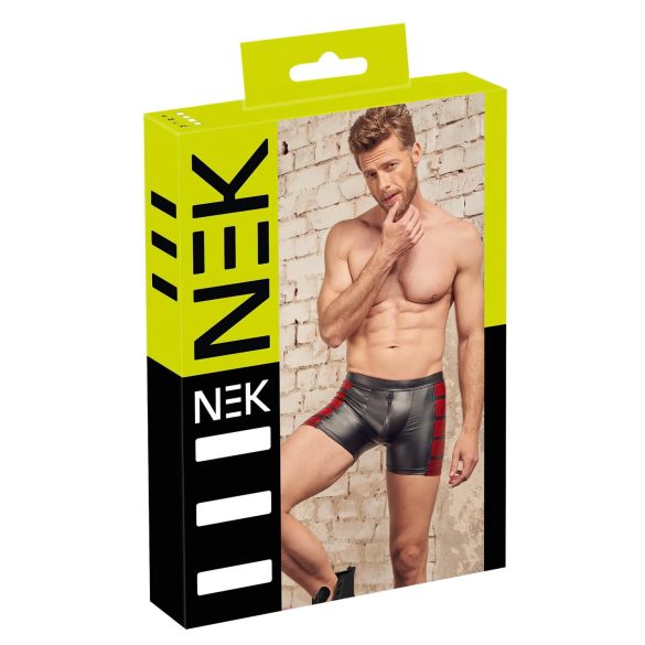 Boxerky s červenými vsadkami a zipsom (čierne) - M