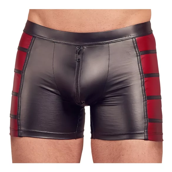 NEK - pánske boxerky na zips - čierne s červenými bočnými vložkami - L