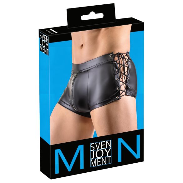 Svenjoyment - matné boxerky so šnurovačkou (čierne) - L