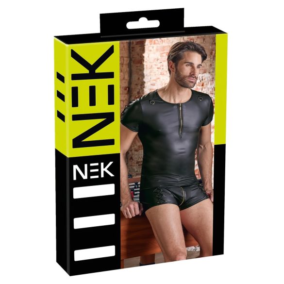 NEK - matný efekt, krátke rukávy, pánske tričko (čierne)