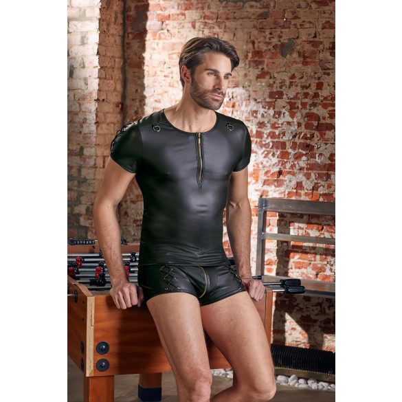 NEK - matný efekt, krátke rukávy, pánske tričko (čierne) - 2XL