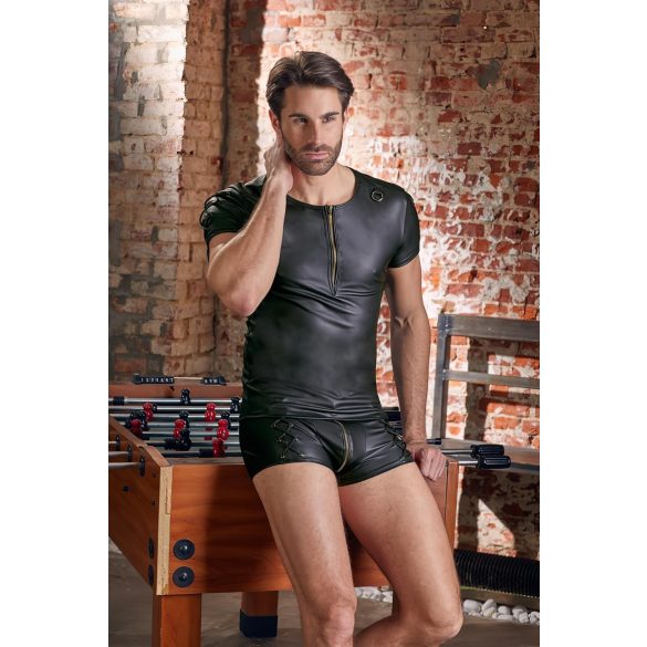 NEK - matný efekt, krátke rukávy, pánske tričko (čierne) - 2XL