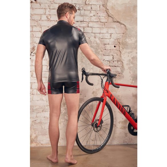 NEK - pánska bunda na zips - červené vložky - čierna - L