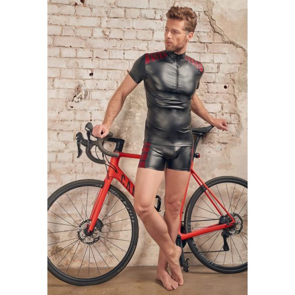 NEK - pánska bunda na zips - červené vložky - čierna - XL