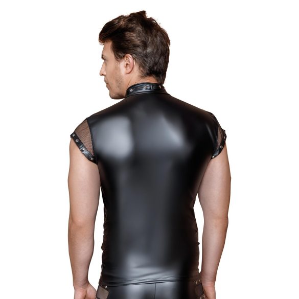 NEK - pánske tričko s cvočkami a sieťovým panelom (čierne) - M