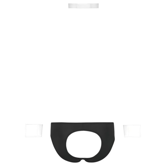 Svenjoyment - pánske tanga čašníka - súprava - čierno-biela - XL