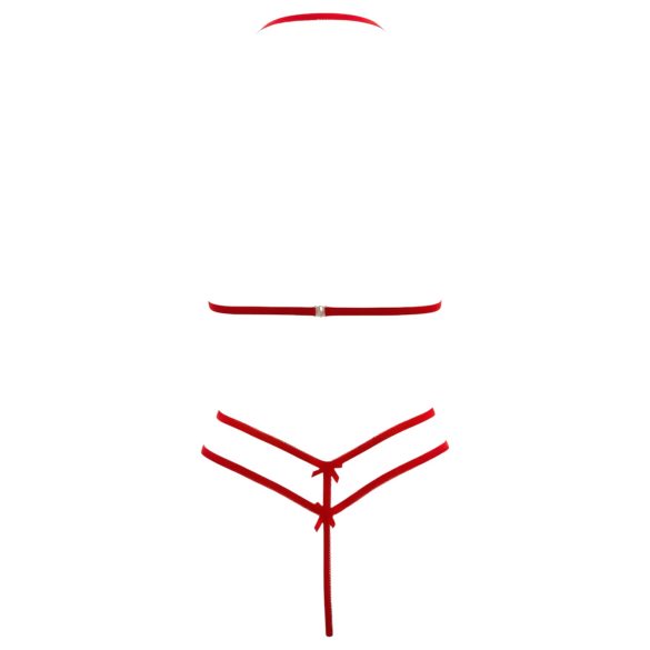 Cottelli - otvorená čipkovaná podprsenka set - červená - L