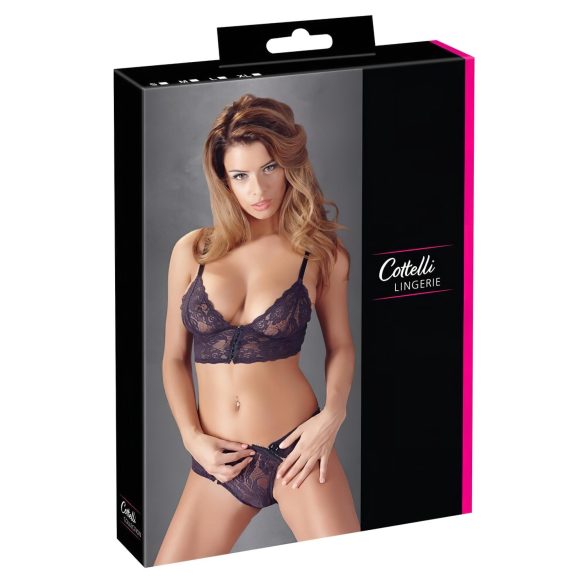Cottelli - Kvetinová čipkovaná súprava podprsenky (fialová) - M