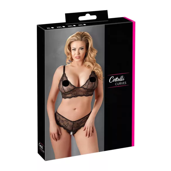 Cottelli - plus size čipková súprava spodnej bielizne - čierna - XXL