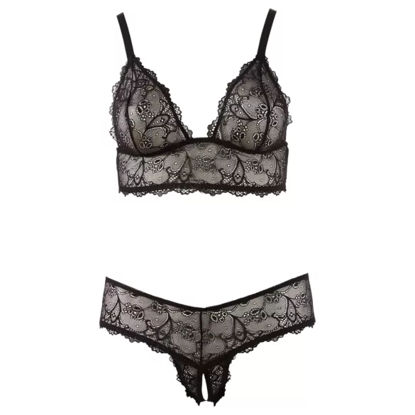 Cottelli - plus size čipková súprava spodnej bielizne - čierna - XXL