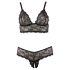 Cottelli Plus Size - čipkovaná podprsenka set (čierna) - XXL