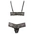 Cottelli Plus Size - čipkovaná podprsenka set (čierna) - XXL
