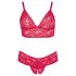 Cottelli Plus Size - jemná čipkovaná podprsenka set (červený)
