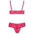 Cottelli Plus Size - jemná čipkovaná podprsenka set (červený) - 4XL