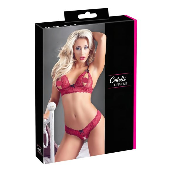 Cottelli - Zvodný čipkový set podprsenky (červený) - L