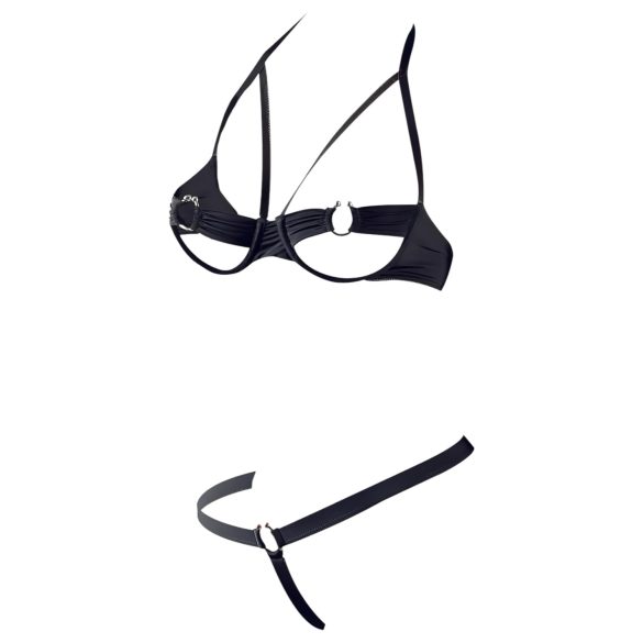 Cottelli - erotická súprava s kovovými krúžkami - čierna