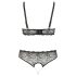 Cottelli Plus Size - perlová podprsenka set (čierna) - XL
