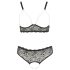 Cottelli Plus Size - perlová podprsenka set (čierna) - 2XL