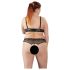 Cottelli Plus Size - perlová podprsenka set (čierna) - 3XL