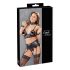 Cottelli Bondage - lesklá čipková bielizeň (4-dielny set)