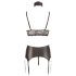 Cottelli Bondage - lesklá čipková bielizeň (4-dielny set) - XL