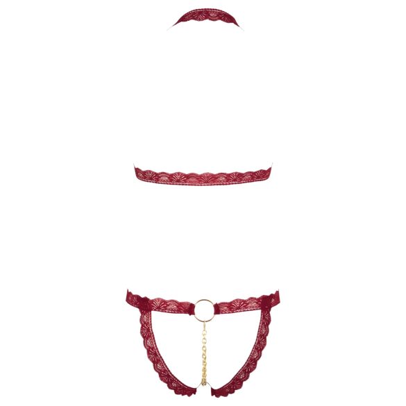 Cottelli - otvorená podprsenka s kovovými krúžkami - červená súprava - M/L