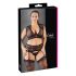 Cottelli Plus Size - trblietavý čipkovaný set spodnej bielizne (čierny)