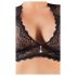 Cottelli Plus Size - trblietavý čipkovaný set spodnej bielizne (čierny)