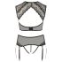 Cottelli Plus Size - trblietavý čipkovaný set spodnej bielizne (čierny)