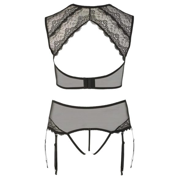 Cottelli Plus Size - erotická bielizeň set - čipka so štrasom - čierna - XL