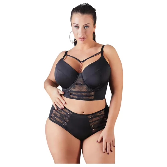 Cottelli Plus Size - čipkovaná podprsenka s remienkami (čierna) - 85E
