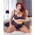 Cottelli Plus Size - Podprsenka a nohavičky s krížovými ramienkami (čierne) - 85E/L
