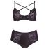 Cottelli Plus Size - Podprsenka a nohavičky s krížovými ramienkami (čierne) - 85E/L