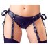 Cottelli Bondage - lesklý set s podprsenkou a putami (čierny) - XL