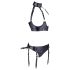 Cottelli Bondage - lesklý set s podprsenkou a putami (čierny) - XL