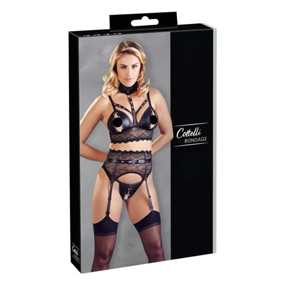 Cottelli Bondage - čipkové prádlo so putami (čierna) - XL