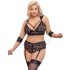 Cottelli Bondage Plus Size - čipkovaná podprsenka sada (čierna) - 4XL
