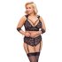 Cottelli Bondage Plus Size - čipkovaná podprsenka sada (čierna) - 4XL